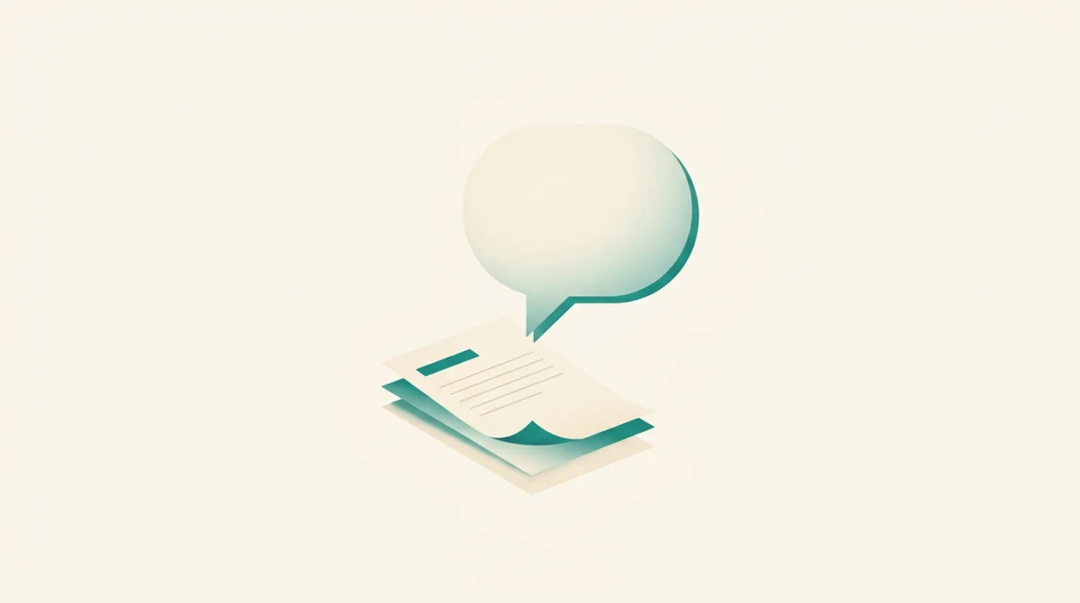Calm illustration of layered documents being read and answered