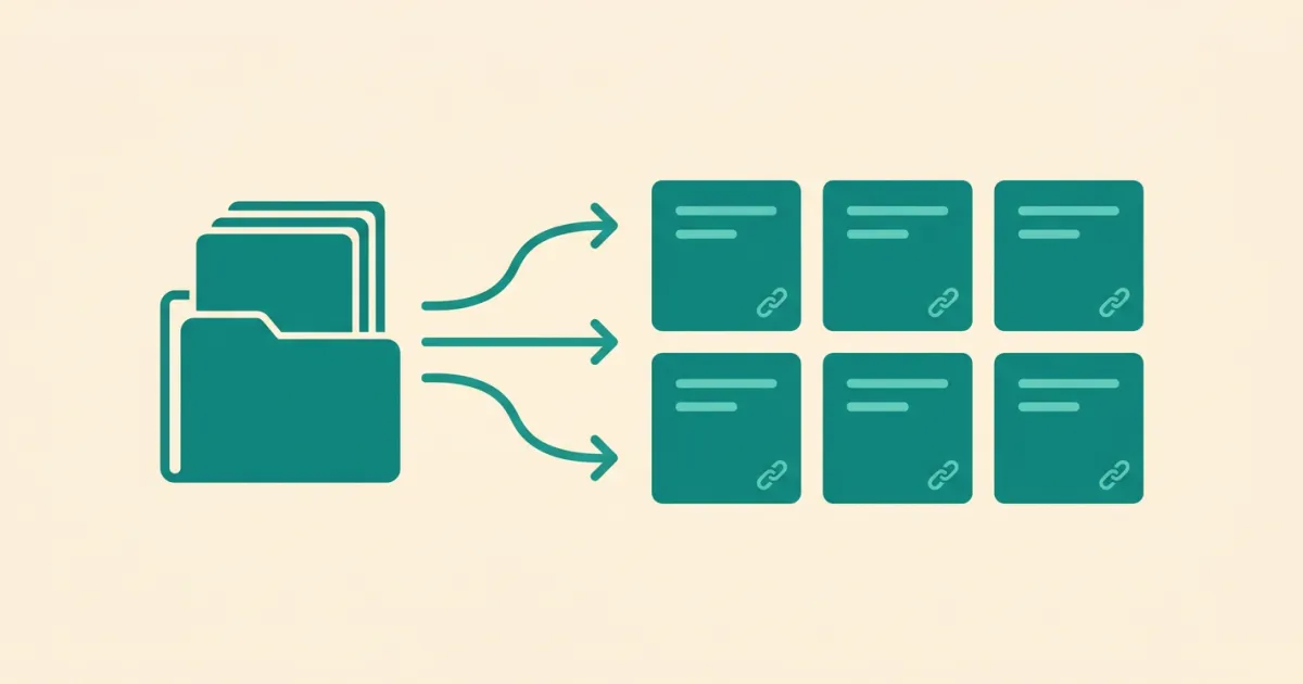 Illustration of a folder of documents being turned into an AI knowledge base with cited answers