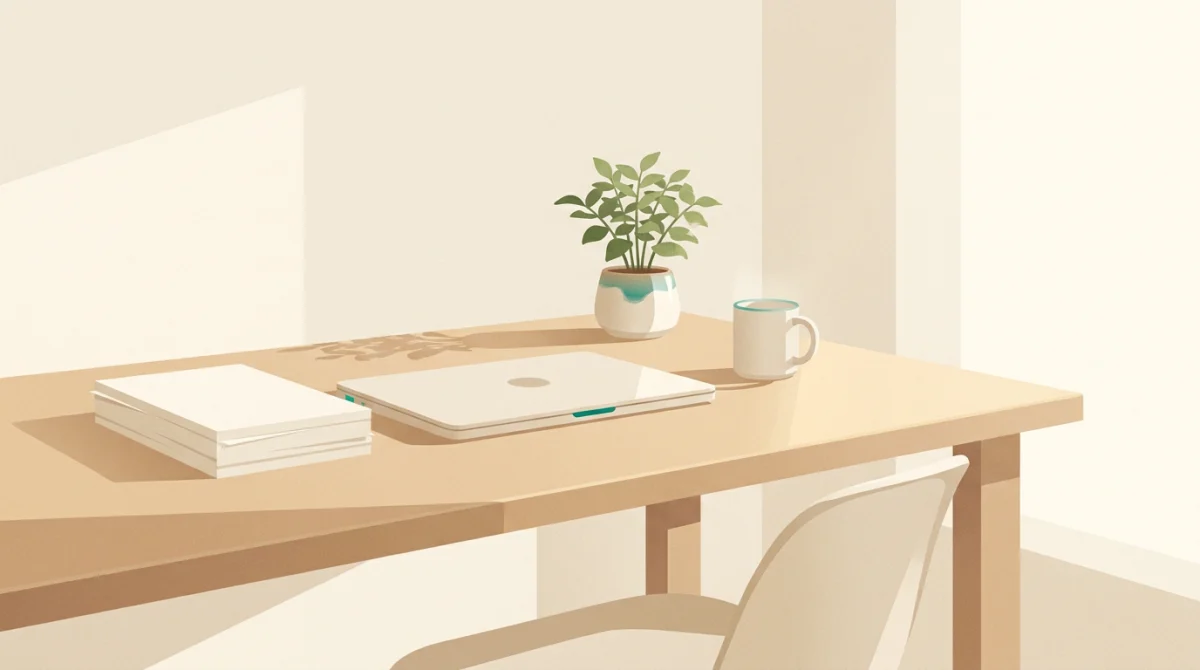 チームの非公開文書が安全に保たれる、落ち着いた作業環境のイラスト